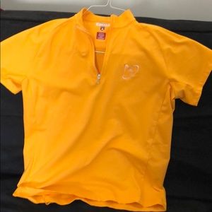Antigua golf shirt orange white stripe size L